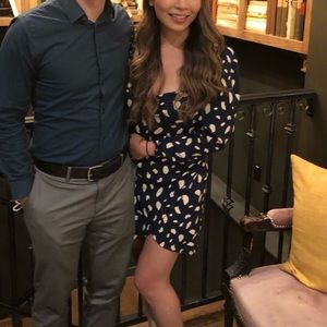 COPY - Reformation Mini Amala Navy Splatter Print Dress